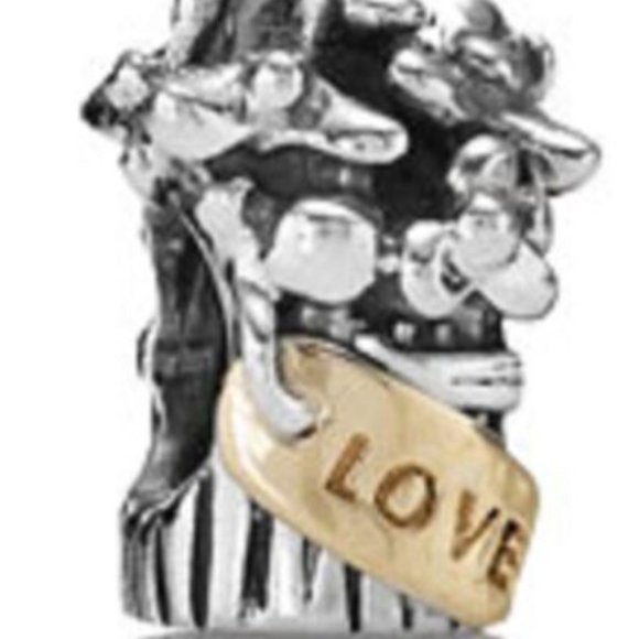 New Pandora Silver & Gold Love Bouquet Flower Basket Bead Charm 790441 w Box - Picture 2 of 8